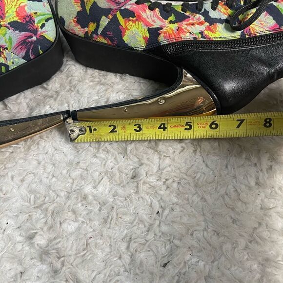 Privilege Stayhigh Floral multi color lace up hidden platform ankle boots size6 - Picture 10 of 14